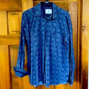 Bugatchi shaped fit, blue thatch shirt, size Large
